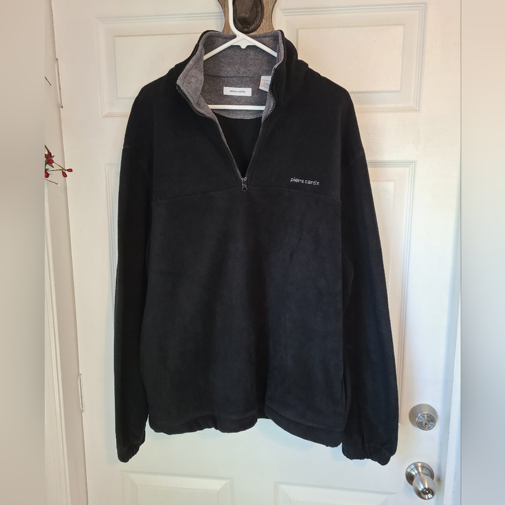 Pierre Cardin Men's Quarter Zip Pullover Sweater, Size: Large Color: Black